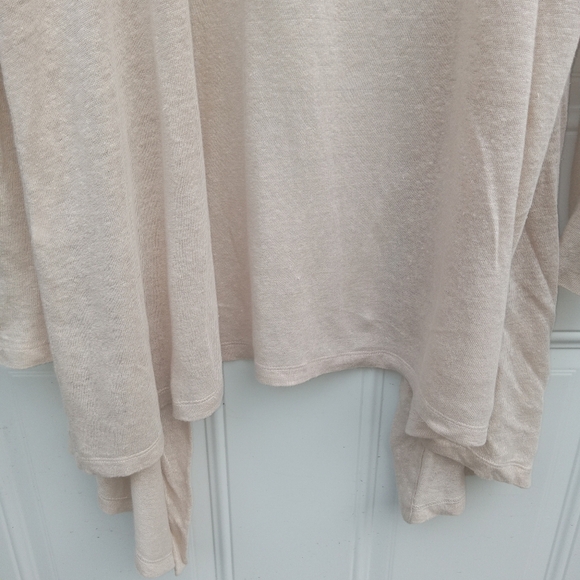 J. Jill Love Linen Cream/Tan Open-Front Cardigan Medium Tall Lightweight - Picture 6 of 6